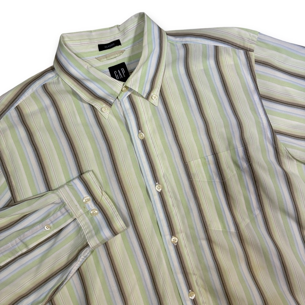 GAP Classic‎ Fit Striped Button Down Long Sleeve Casual Shirt Mens Large